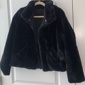 Reversible Faux Fur Button Up Jacket